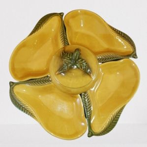Belmar California Pottery Pear Shaped Chip Dip Crudité Set Midcentury 50s Vtg